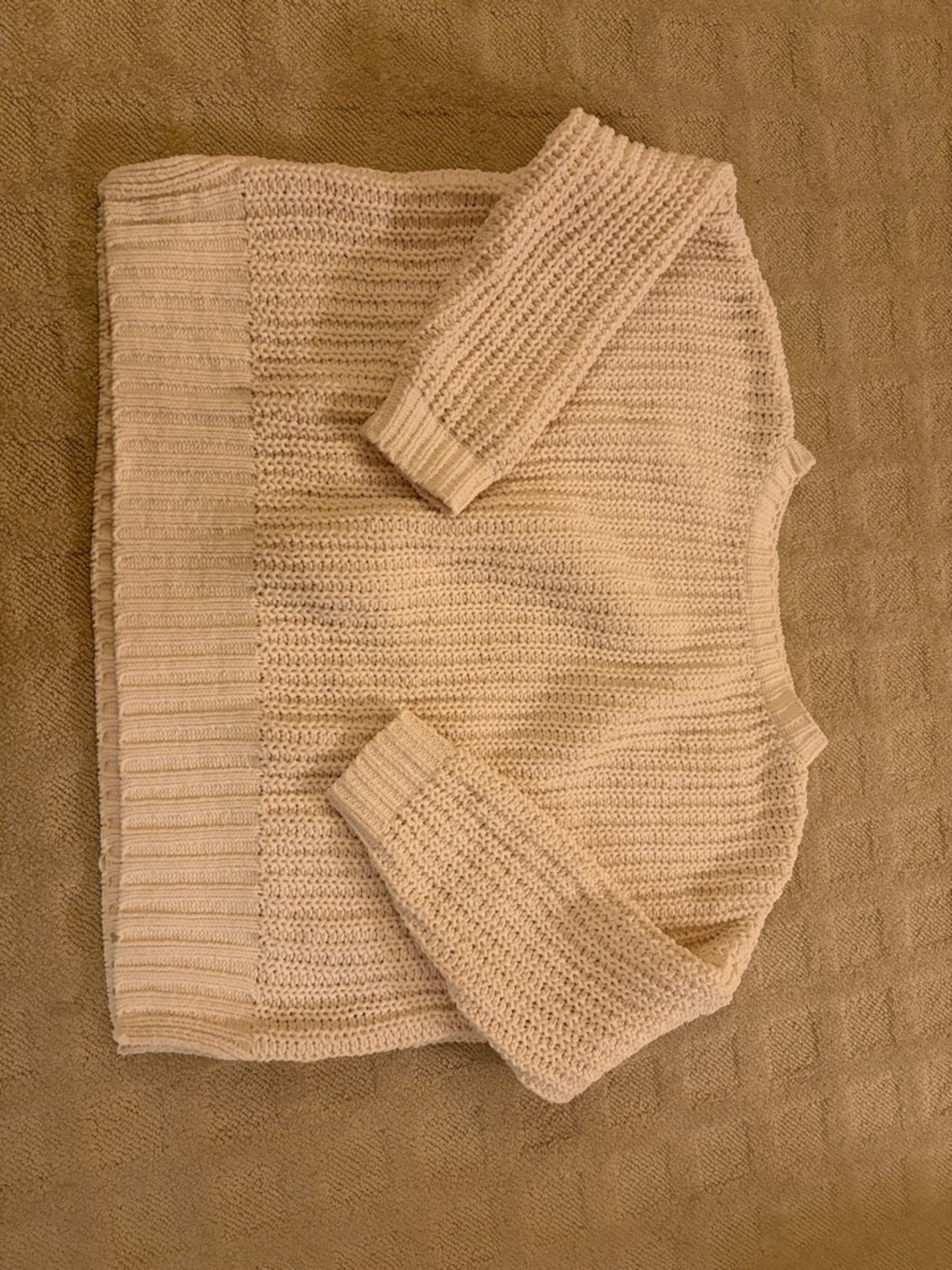 American Eagle Outfitters Cream Chunky Knit Crewneck Sweater